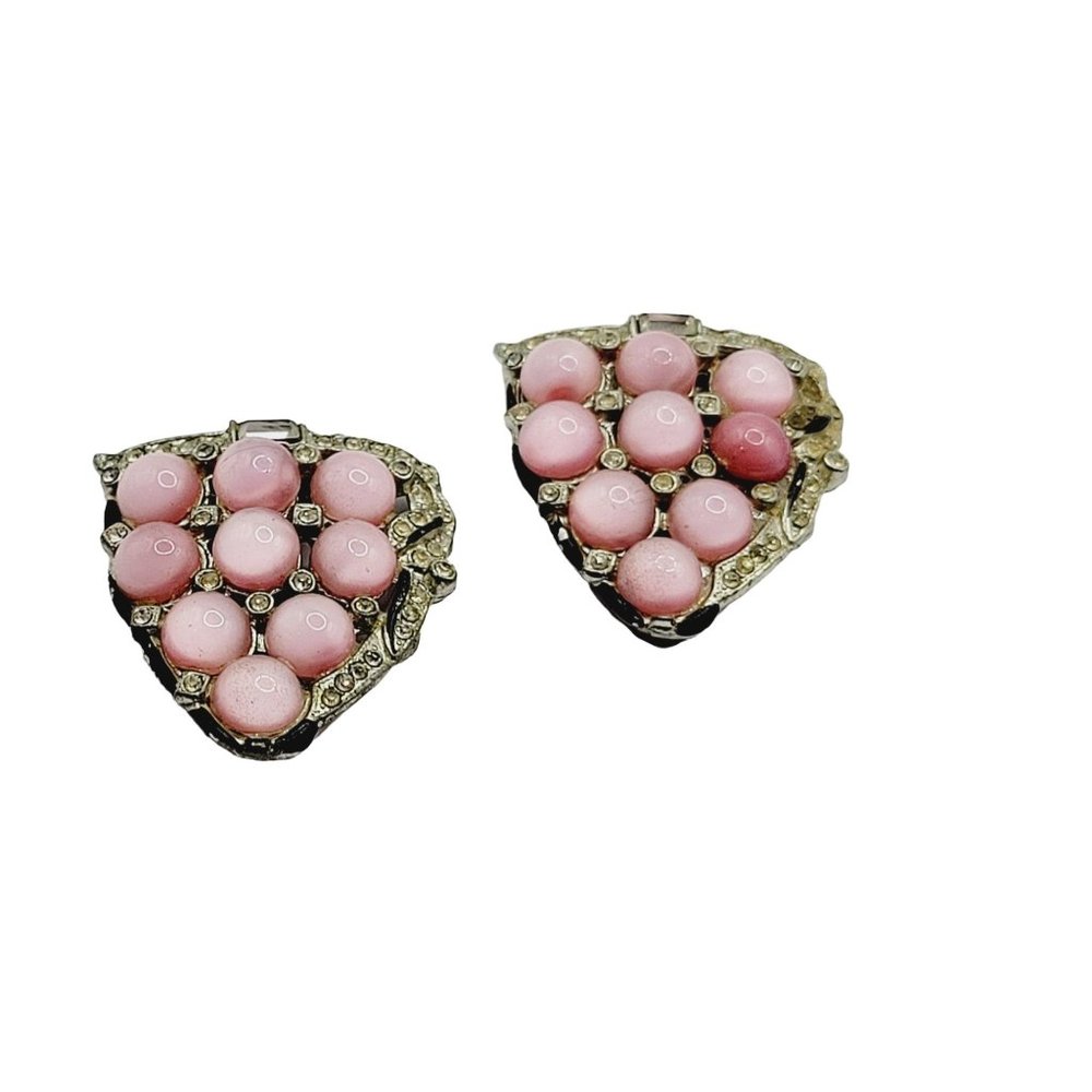 Antique Pair of Satin Glass Fruit Salad Dress Clips (A251)